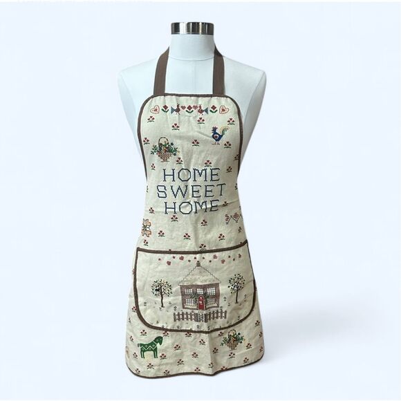 Vintage St Michael UK Cotton Cream Apron - Picture 1 of 10